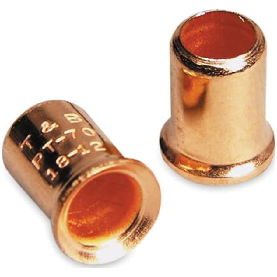 Non-Insulated Crimp-On Wire Joint, Length .37 Inches, Base Diameter .31 Inches, Wire Rage 3- 18 to 4- 12 Steel, Copper Plated
