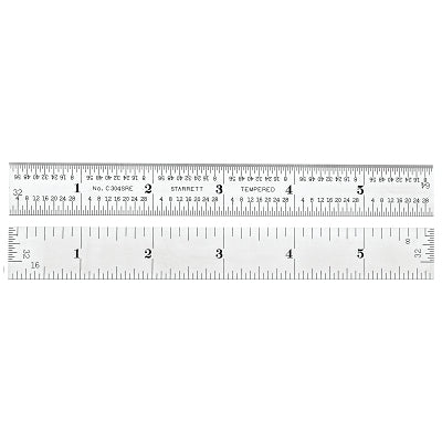Steel Rule, 6 in, 4R, Steel, Semi-Flexible
