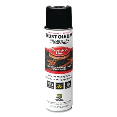 Industrial Choice M1600/M1800 System Precision-Line Inverted Marking Paint, 17 oz, Black, Gloss, Aerosol Can
