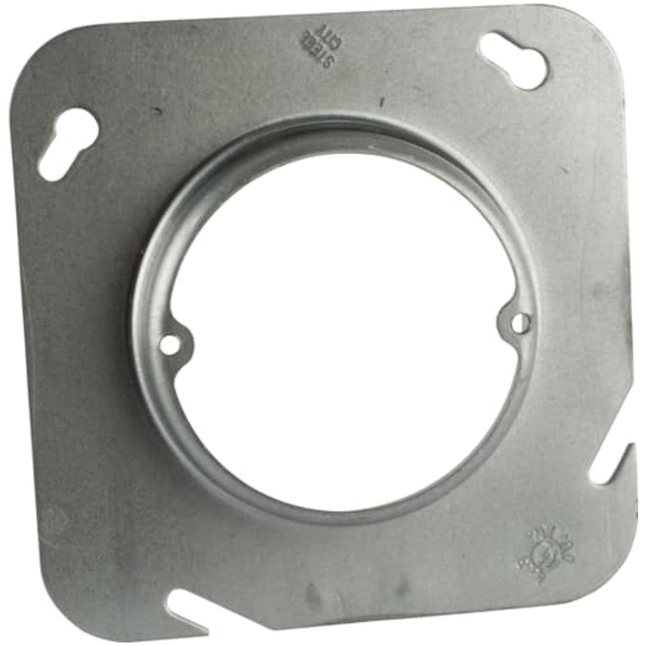 4-11/16 in. Square Box Cover, Steel, 3/4 in. Raised, Center Blanked with Tapped Ears on 2-23/32 in. Centers