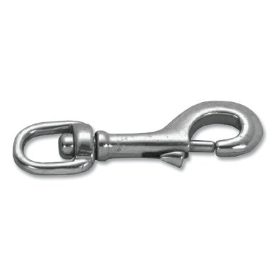 Snap Hook, Stainless Steel, Swiveling Round Eye Bolt, 3/8 in Hook Opening, 3-3/32 in L, 180 lb