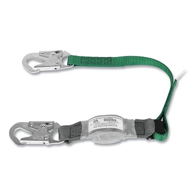 V-SERIES Standard Shock Absorbing Lanyard, 3 ft, Single, Small/Small Snaphooks, Web, Fixed, 400 lb