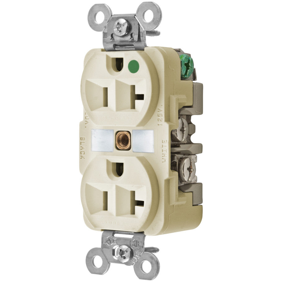HBL Hospital Grade Duplex Receptacle, Extra Heavy Duty, 20A, Ivory