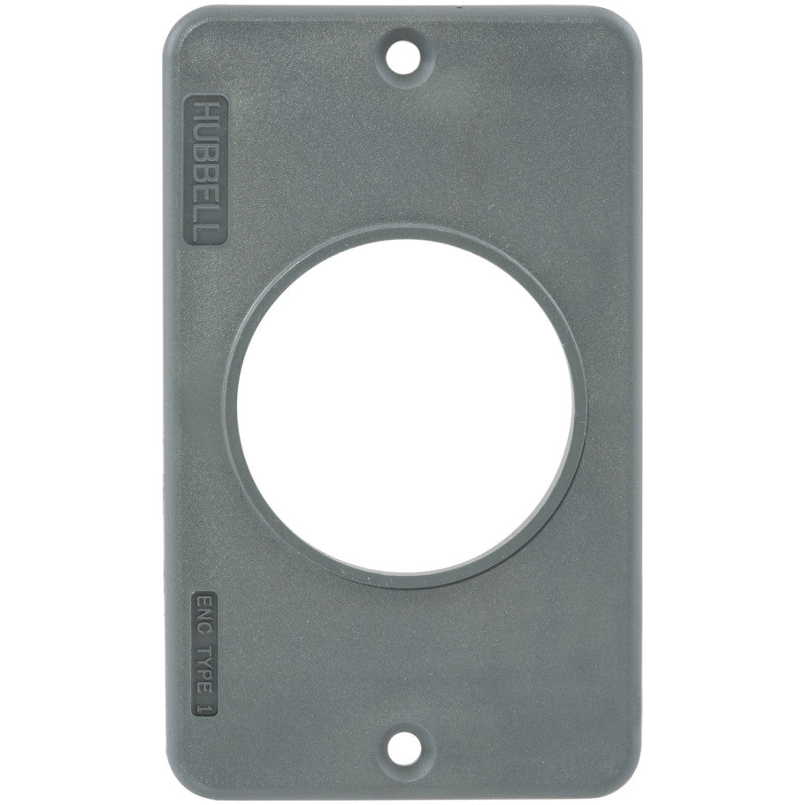 Portable Outlet Box Cover, Polybutylene Terephthalate, Gray, 1-Gang, 1.56 in. Opening, 6.5 L x 8.7 H x 0.2 in. W x 1.57 in. Dia.