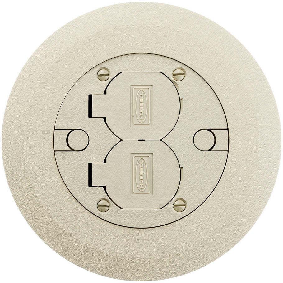 Ivory Non-Metallic Floor Box Cover Plate With Flip Lids
