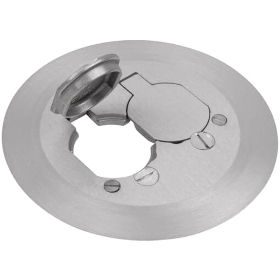 MopTite Metallic Carpet Plate, Compatible with 68-P Series Floor Boxes, Duplex Receptacle, (2) Screw-Lock Lids, Aluminum
