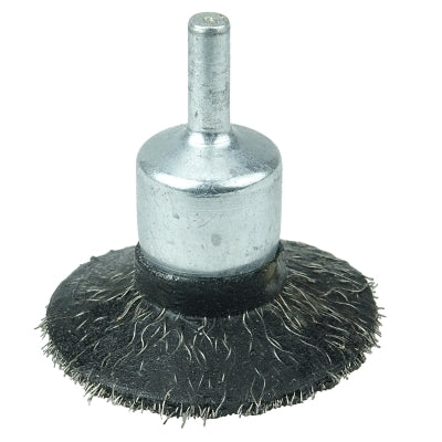 Polyflex Extra Heavy Duty Stem-Mounted Flared End Brush, Steel, 2 in dia, 2 in wire, 20000 RPM