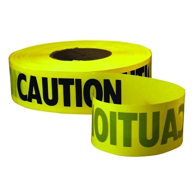 Safety Barricade Tape, 3 in x 1,000 ft, Caution, 3 mil, Yellow