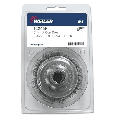 Crimped Wire Cup Brush, 3 in Dia., 5/8-11 UNC Arbor, Steel Wire