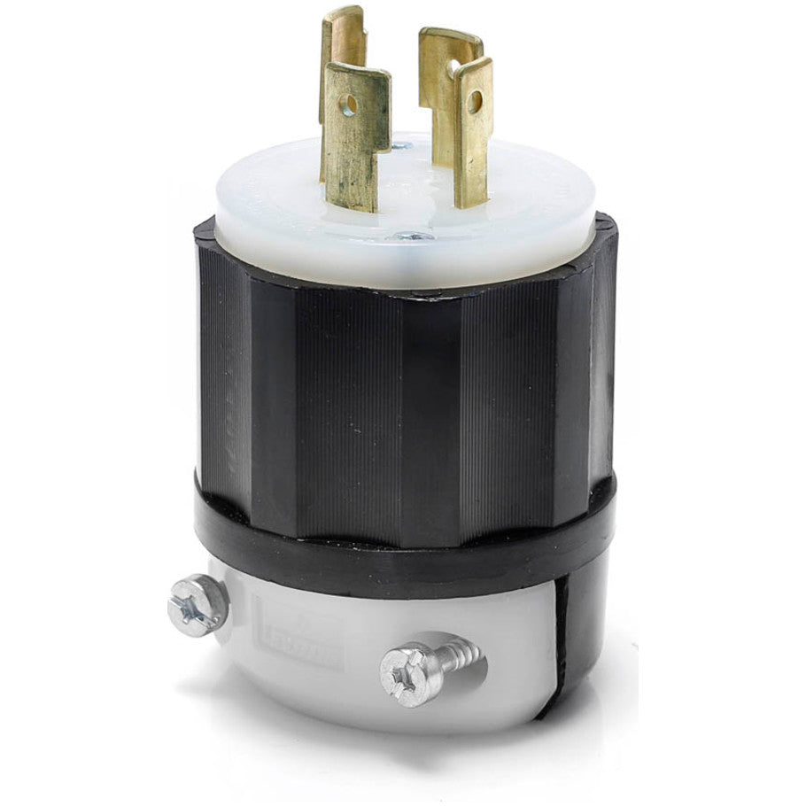 Leviton Black   White 20A 277V 2P3W Locking Plug, Black and White