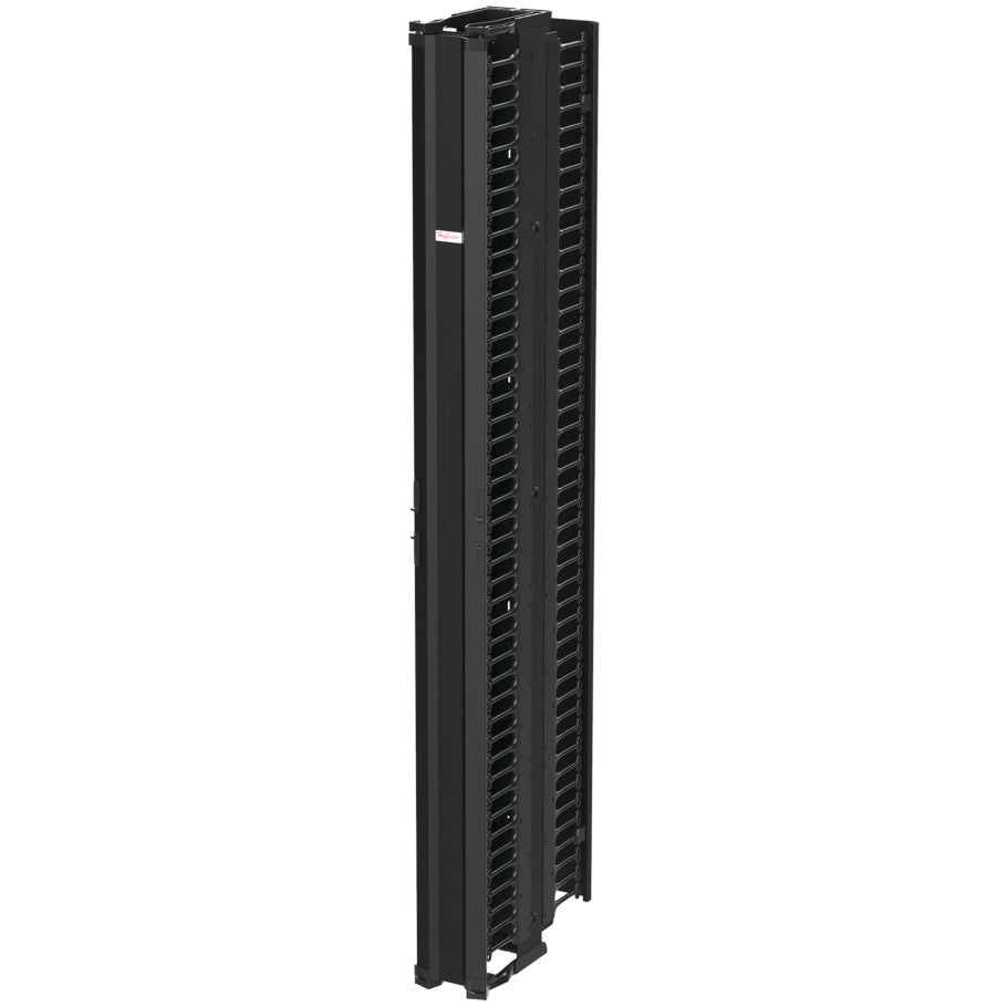 CableTek Cable Manager, Vertical, Double-Sided, Includes Fingers and Snap-On Cover, 6.25 x 84 in.