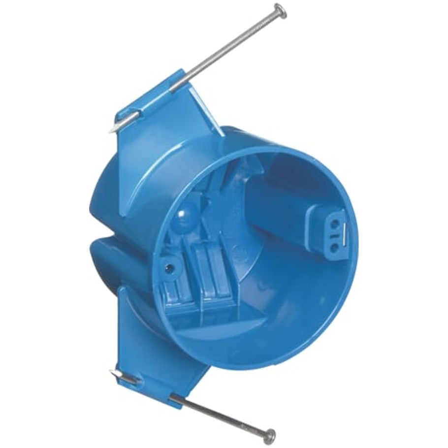 Carlon Ceiling Box, Polycarbonate, Blue, 3 in. Diameter, 2-3/4 in. D, Captive Nails