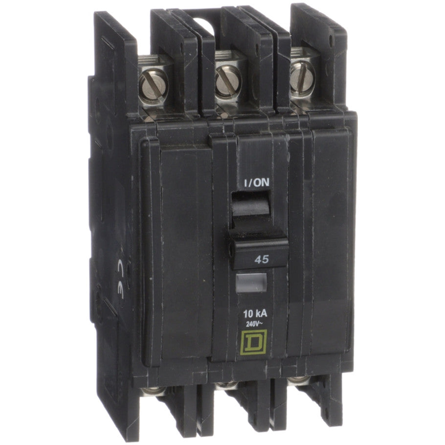 QOU Miniature Low Ampere Circuit Breaker, Unit-Mount, 10kA, 240 Vac, 3-Pole, 45A