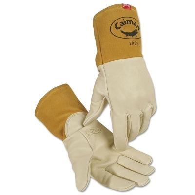 1869 Cow Grain Unlined Welding Gloves, X-Large, Gold, 4 in Gauntlet Cuff