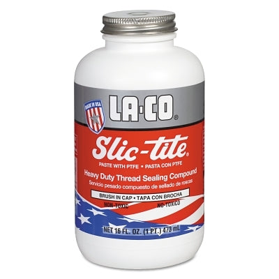Slic-Tite Paste Thread Sealant with PTFE, 16 oz, Brush In Cap, White