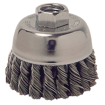 Single Row Heavy-Duty Knot Wire Cup Brush, 2-3/4 in Dia., M14 x 2, .014 Steel