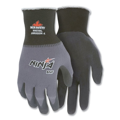 Ninja N96790 15-ga Nylon/Spandex BNF with NFT Coated Gloves, X-Large, Black/Gray