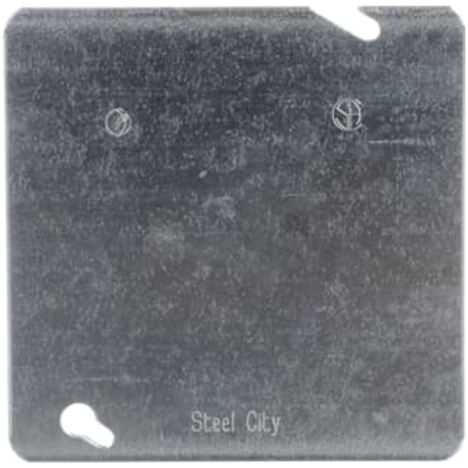 4-11/16 in. Square Box Cover, Steel, Flat, Blank