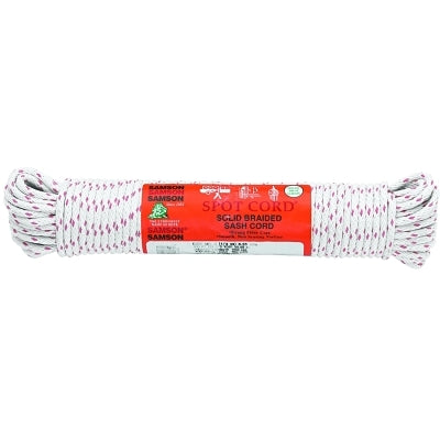 Interlocked Sash Cords, 625 lb Cap., 100 ft, Cotton, White