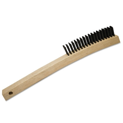 Curved Handle Wire Scratch Brushes, 14 in, Tempered Brass Wire