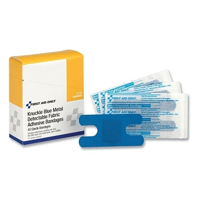 Blue Metal Detectable Bandage, 2.5 in W, Knuckle, Fabric with Metal