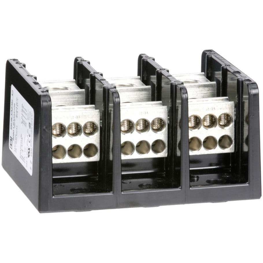 Power distribution block, Linergy, 3 pole, 1 line, 6 load, 335A Cu, 270A Al, 600V