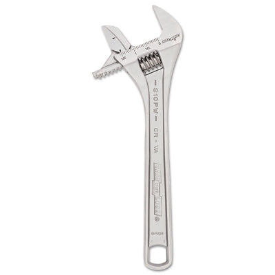 Adjustable Wrench, 10.26 in Long, 1.57 in Opening, Chrome