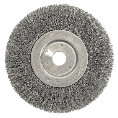 Narrow Face Crimped Wire Wheel, 6 in D, .0118 Steel Wire