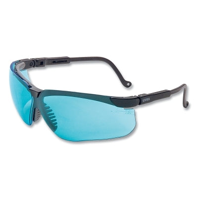 Uvex Genesis Safety Eyewear, S3211HS, SCT Blue Tint, HydroShield Anti-Fog Coating, Polycarbonate Lens/Frame, Black