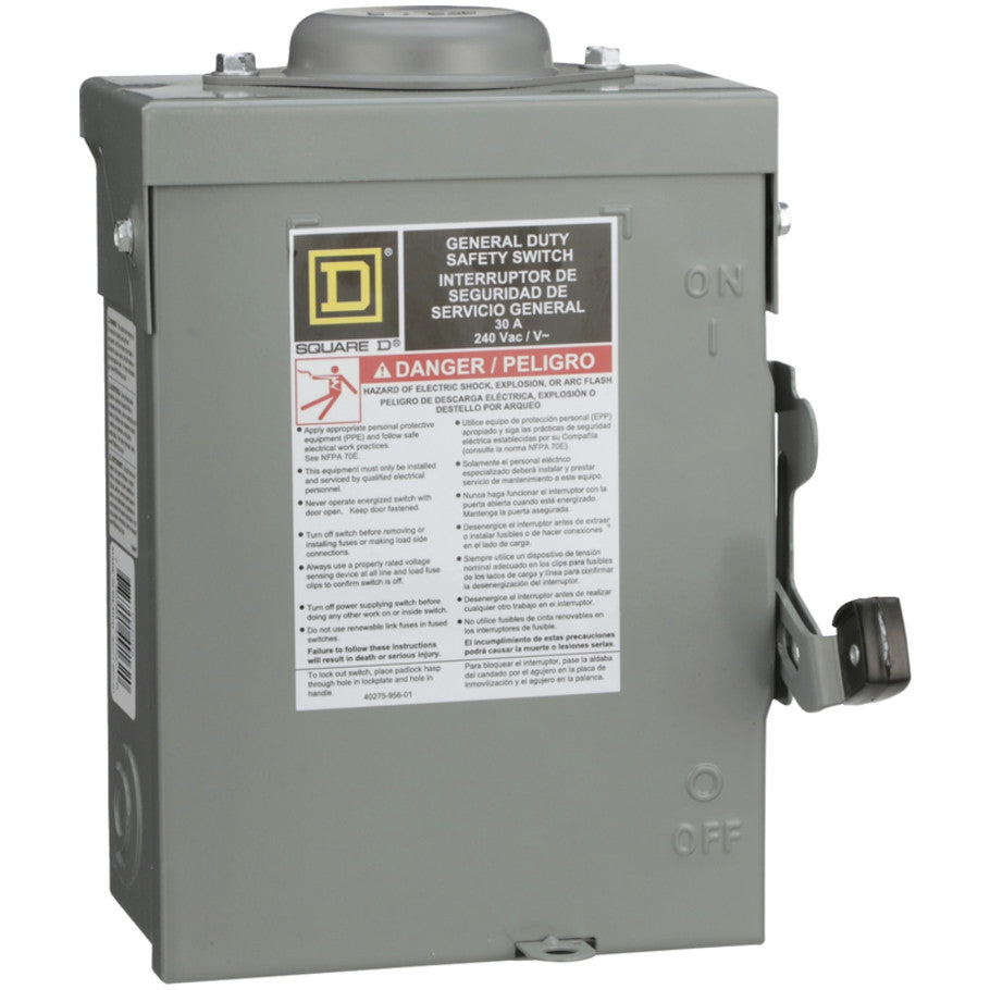 General Duty Disconnect, Non Fusible, 30A 120/240V, 3P3W