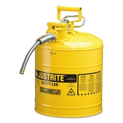 Type II AccuFlow Safety Can, Diesel, 5 gal, Yellow, Includes 5/8 in OD Flexible Metal Hose