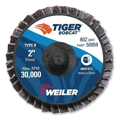 Bobcat Mini Abrasive Flap Disc, 2 in, Flat (Ty27), Type R Mount, 80Z