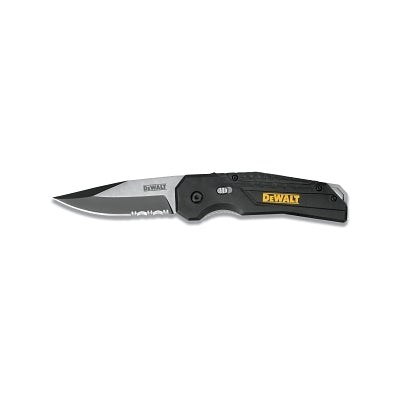 DeWalt Spring-Assist Pocket Knive, 8.187 in L, Stainless Steel, Nylon Composite, Black