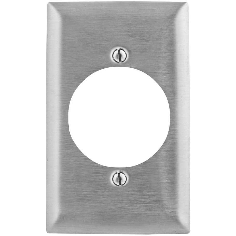 Single Receptacle Wall Plate With 2.15 in. Dia. Device Opening, Stainless Steel, 1-Gang