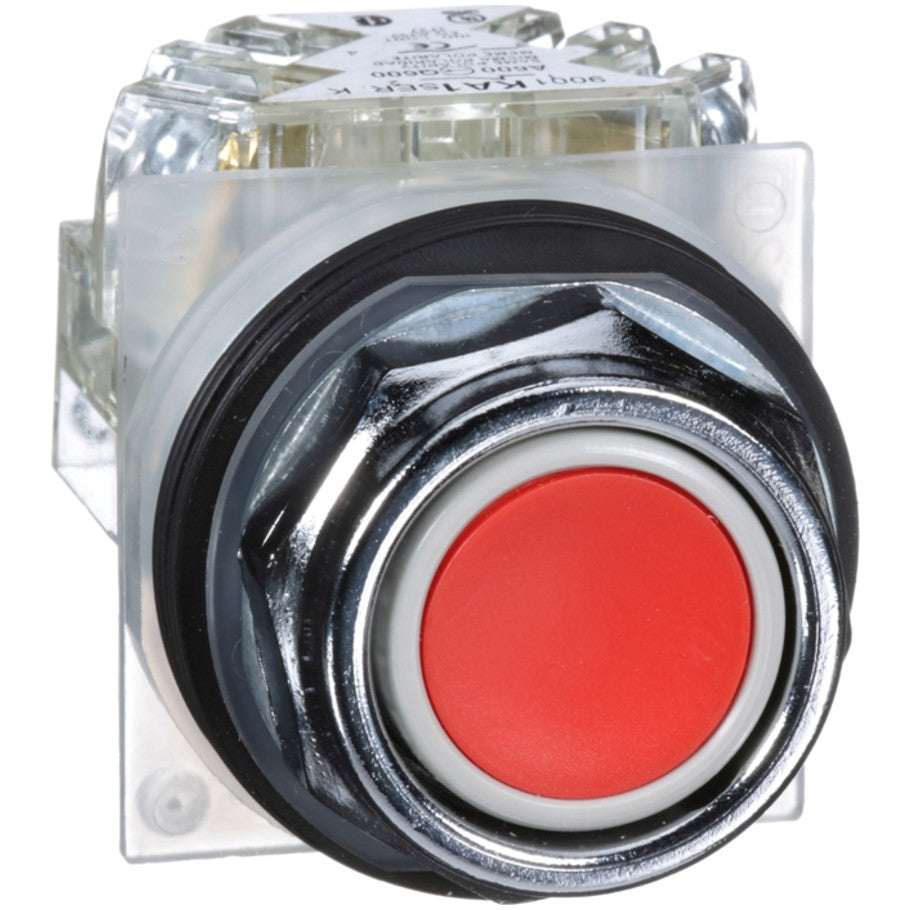 Non-Illuminated 30mm Pushbutton Operator, Momentary, 1NO/1NC Contact (KA1), Full Guard, Red Pushbutton Head