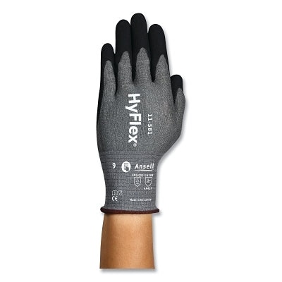 11-581 Light-Duty Nitrile Palm-Coated Gloves, Size 8, Gray with Black Coating
