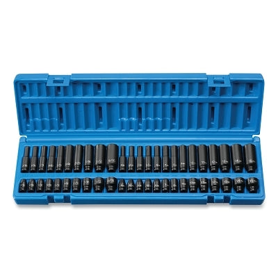 Impact Socket Set, 1/4 in Dr, Metric/SAE, 6s-point, 48-Pc Master Set