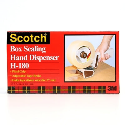 3M 021200-19008 Box Sealing Tape Dispenser, H180, 2 in W, Gray