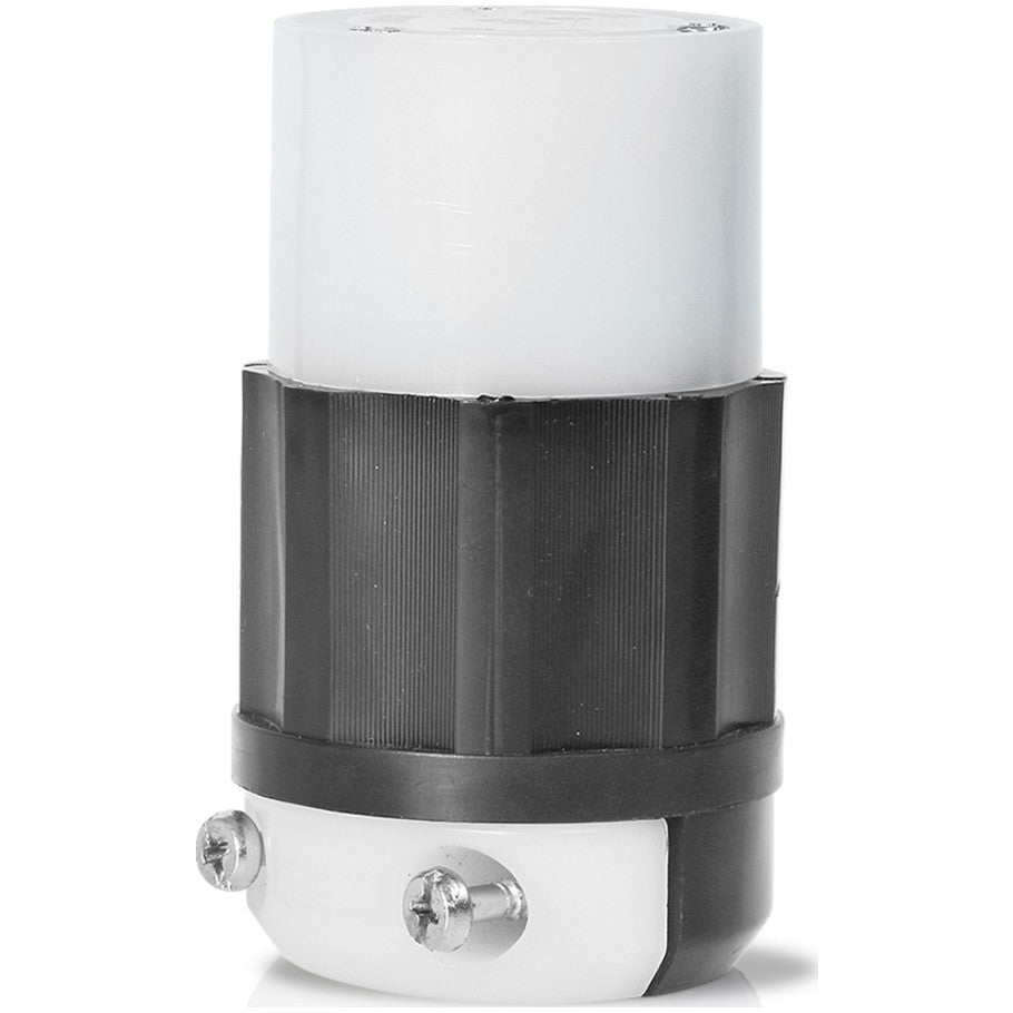 Leviton Black   White Locking Connector Body, 20A, 3-Phase, 250V, 3P4W