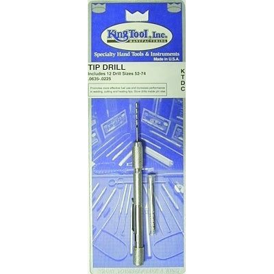 Tip Drill Set, Size 52 to 74, With 12 Even Number Drills and Pin Vise with Pocket Clip