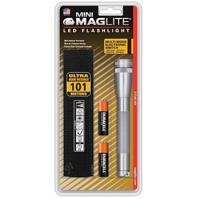 Mini Maglite LED Flashlight, 2 AA, 127 Lumen, Gray