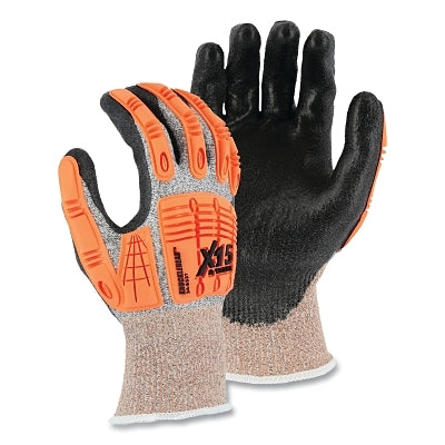Cut-Less Dyneema Diamond Gloves, Large, Gray/Brown/Orange with Black Coating