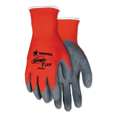 Ninja Flex N9680 15-ga Nylon Rubber-Latex Coated Gloves, Small, Gray/Red