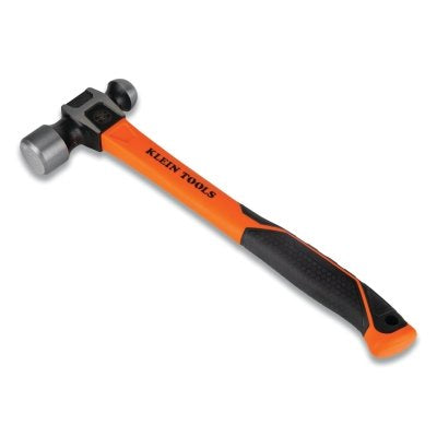 Electrician's Ball Peen Hammer, Fiberglass Handle, 15 in, Forged Steel Head, 32 oz