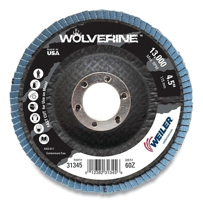 Vortec Pro Abrasive Flap Disc, 4-1/2 in dia, 60 Grit, 7/8 Arbor, 13000 rpm, Type 29
