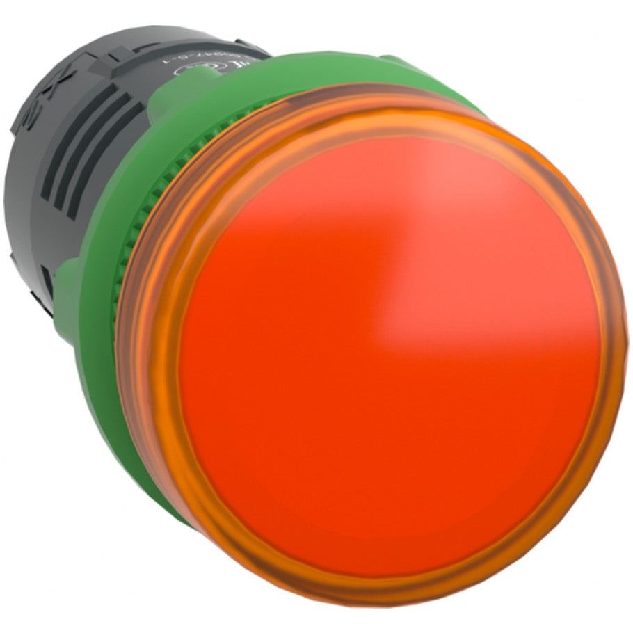 Orange monolithic pilot light 22 plain lens with integral LED 110...120V