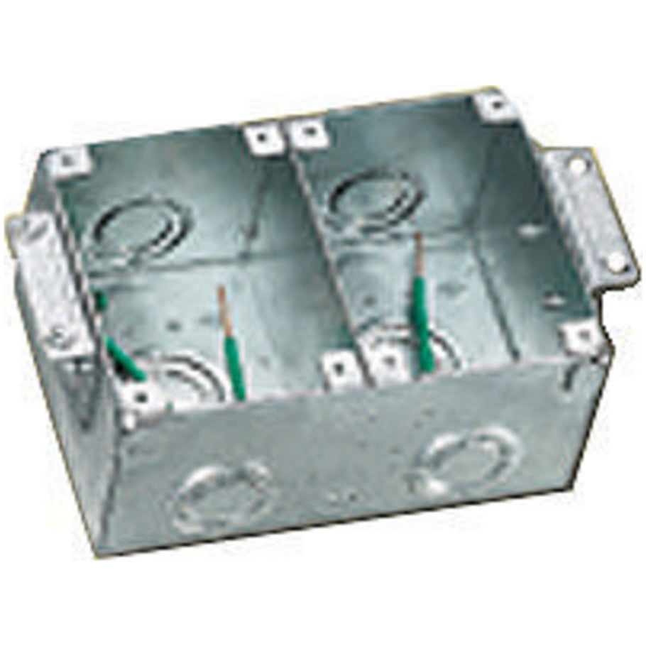 Rectangular Stamped Steel Floor Box for Wooden Floors, 2-Gang