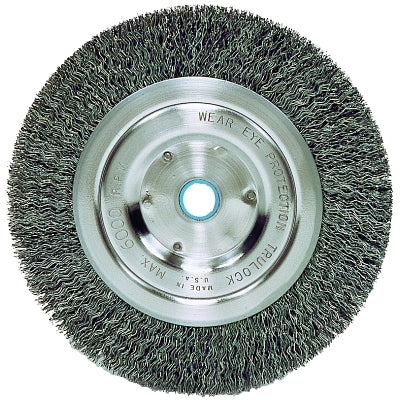 Medium-Face Crimped Wire Wheel, 6 in dia x 5/8 in W, 0.014 in Steel Wire, 6000 rpm