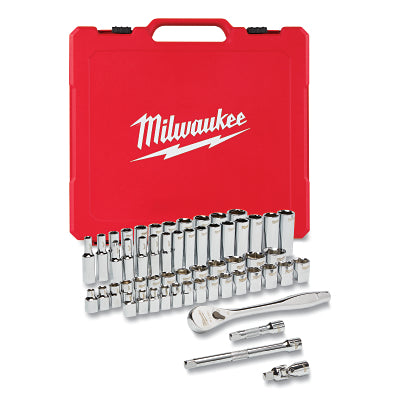 3/8 in Drive Socket Set, 6 Points, SAE/Metric, 56 Piece