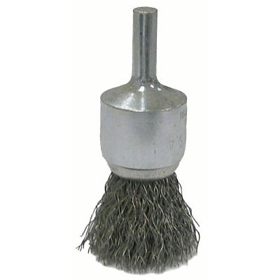 Vortec Pro Stem Mtd Crimped Wire End Brushes, Carbon, 1 in Dia, .006 Wire